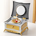 Miniatyrbillede 1 af 8: Klassisk Roterende Danser Ballerina Music Box smykker Organizer Gold