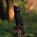 Miniatyrbillede 5 af 8: Skeletter dekorative figurer Katte og krager statuer A2