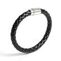 Miniatyrbillede 2 af 5: Kvinder Mænd Sort Læder Charm Armbånd Rustfrit Stål Magneti Coffee
