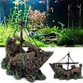 Miniatyrbillede 1 af 5: Akvarium Ornament vrag sænkede skib akvarium indretning
