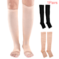 Pikkukuva 3 / 8: 1Pari Compression Socks Jalka Polvi Varicose Open Toe Sukat Nude