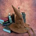 Miniatyrbild 1 av 8: Hatt för häxa och trollkarl, sorteringshatt i läder, Halloween-hatt Brown
