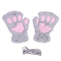 Miniatyrbillede 1 af 5: e Cat Paw Fingerløse Handsker Varm Blød Plys Fingerløs Handske Gray