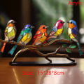Pikkukuva 1 / 7: Stained Birds On Branch Desktop Koristeet Linnut Iron Craft 5 birds Acrylic