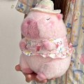 Miniatyrbilde 4 av 8: Gul Ande Svømme Ring Kapibara Plysj Leke Strandklær Stoffdyr Pink 30CM