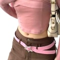 Miniatyrbillede 4 af 8: Pink PU læderbælte Metal Fem-punkts Star Full Drill linning Pink