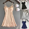 Miniatyrbilde 1 av 5: Kvinner Sexy Undertøy Silke Lace Robe Kjole BNightdress Navy M