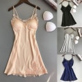 Miniatyrbillede 1 af 5: Kvinder Sexet Lingeri Silke Lace Robe Kjole BNightdress Gray XL