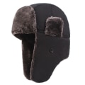 Miniatyrbillede 1 af 5: Mænd Fleece Foret Vandtæt Vinter Walking Trapper Hat Vindtæt Black