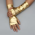 Miniatyrbillede 6 af 8: Modehandsker Korte handsker Gloss Læder Dress Up Handsker Silver