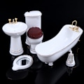 Miniatyrbillede 3 af 5: 5 Stk 1:12 Dukkehus Miniature Porcelæn Badeværelsessæt