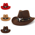 Miniatyrbillede 3 af 5: Cowboyhat Stetson Style Fedora Summer Bred Rim Cap Coffee