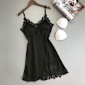 Miniatyrbilde 5 av 5: Kvinner Sexy Undertøy Silke Lace Robe Kjole BNightdress Navy M