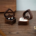 Miniatyrbillede 2 af 5: Hjerte Valnøddetræ Ring Box Holder Smykker Opbevaringsbokse White two mezzanine