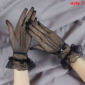 Pikkukuva 1 / 5: Naiset Käsineet Mesh Verkkokäsineet Pitsi Rukkaset Full Finger Glove Black-B