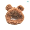 Miniatyrbillede 1 af 5: Funny Pet Cap Warm Bear Ears Hat Pandebånd Pet Hovedbeklædning Brown
