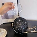 Miniatyrbillede 1 af 8: Cirkulær Ring Bærbare Aftentasker Metal Rund Ball Håndtaske Black