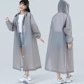 Pikkukuva 2 / 8: Aikuisten hupullinen sadetakki ulkokäyttöön, vedenpitävä matkasadetakki Light Gray