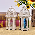 Miniatyrbillede 5 af 5: 1 STK Vintage metal hul lysestage krystal lysestage White