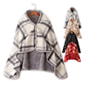Miniatyrbillede 2 af 5: Bærbart plaid fleece tæppe Vintervarme kaster tykke tæppe Gray