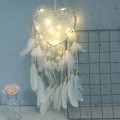 Miniatyrbillede 1 af 5: Fancy drømmefanger med LED lysstreng hul bøjle hjerte Sha White with light