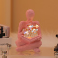 Miniatyrbillede 4 af 7: Tænker Statue Lys Tulipanbog Skulptur Natlampe A