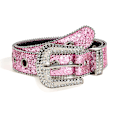 Miniatyrbillede 1 af 8: Shinning til Rhinestone bælter PU læder vestlige pigebælte Pink