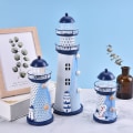Miniatyrbillede 2 af 5: Ocean Flash Lighthouse Metal Beacon Tower Ornamenter 30CM
