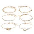 Miniatyrbillede 3 af 5: 6 stk/sæt Boho armbånd sæt kvinder kvaster blade cirkulære kæder Gold