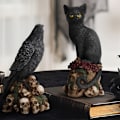 Miniatyrbillede 7 af 8: Skeletter dekorative figurer Katte og krager statuer A2