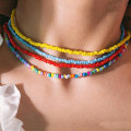 Miniatyrbillede 2 af 5: Bohemian Håndlavede Rainbow Beads Choker Halskæde Candy Color Multicolor