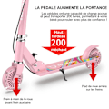 Miniatyrbild 5 av 6: FOXSPORT Scooter-Barn-Fällbar och Höjdjusterbar-Pedalbroms-Maximal belastning 100 kg-Rosa Rosa
