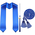 Miniatyrbild 1 av 5: Set med 3 examensband, 2021 hedersband och unisex vuxen examensstol för kandidatexamen klänningstillbehör (guld)