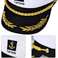 Miniatyrbillede 4 af 5: Voksen Kaptajn Hat Yachting Båd Sømand Admiral Kostume Hvid, One Size