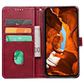 Pikkukuva 2 / 5: Nothing Phone (3a) -kotelolle vasikannahka tekstuurilla, nahkainen jalustallinen kirjatyylinen puhelinkotelo - Musta Multicolor Red