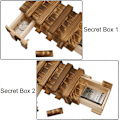 Miniatyrbild 5 av 5: Magisk Pusselbox Trä Hemlig Pusselbox, Hjärngympa Box Mysteriepresentbox med 2 Stora Hemliga Fack för Pengagåvor Värdecheckar Smycken Födels