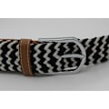 Miniatyrbild 4 av 4: 41 * 1,3 tum Unisex Elastisk Tyg Flätad Stretch Bälte Casual Herr Dam Midjebälte med PU Läder Spänne, Svart v black white