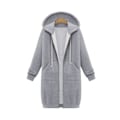 Miniatyrbilde 1 av 5: Dame Zip Front Fleece Lang Hettegenser Plus Size Lys Grå Light Gray L