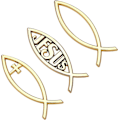 Miniatyrbilde 1 av 5: 3 Stiler Gullklistremerker Jesus Kristus Fisk og Kors Selvklebende Metall Optisk Dekalmerke Emblem for Bilvindu Bærbare Datamaskiner Bagasje Kjøleskap