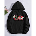 Miniatyrbillede 1 af 5: Trykte Sweatre Mode Karneval Fest Kvinders Tøj Casual Sjove Mønstre Fest Hoodies Damer Sort black XL