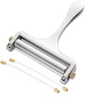 [KK] Stainless Steel Cheese Slicer with Adjustable Handheld Design, Includes 2 Extra Wire Cutters.