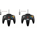 Miniatyrbild 1 av 5: 2-pack Klassisk Trådbunden N64-handkontroll Retrospel 64-bitars Spelhandkontroll Joystick Ersättningshandkontroll 09 2pcs