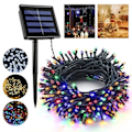 Miniatyrbilde 1 av 5: 12m Solcellelys Belysning 100 LED Taulys Belysning Jul Fest Hage Utendørs Solcelle Fargerike Feelykter