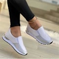 Miniatyrbillede 3 af 5: Slip-on damesko, platform loafers, afslappede, åndbare skridsikre sko Black 44