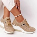 Miniatyrbilde 3 av 3: Lacing Wedge Sports Snickers Vulcanized Casual Comfy Sh khaki khaki 37