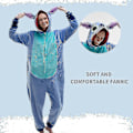 Pikkukuva 4 / 4: Mukava Unisex Aikuisten Onesie-Pyjama Flanelli Cosplay Eläin Yksikokoinen Halloween-Puku Nukkumisasu Kotiasu Q Ningling 85cm - Täydellinen Sininen Ommel BlueStitch 105cm