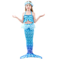 Miniatyrbillede 2 af 5: Børnepige Havfruehale Badetøj Strand Pool Badetøj 3 Dele Sæt B B 110cm
