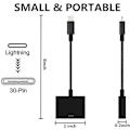 Miniatyrbild 3 av 5: Lightning till 30-Pin Adapter med Kabel Sladd Synkroniseringsomvandlare Laddningsstöd för IPhone 13/13PM/12PM/11 PM/XS/8P/iPad/iPod Black