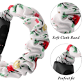 Miniatyrbillede 3 af 5: MEFEO Scrunchies kompatibel med Fitbit Inspire 2 Bands/Inspire Hvid/Rød Blomst White/Red Flower Small