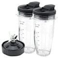 Miniatyrbilde 1 av 5: Blender Reservedeler for Ninja, 2 24Oz Kopper med Lokk for Reise, 7 Finners Ekstraktorblad, for Nutri BlackClear